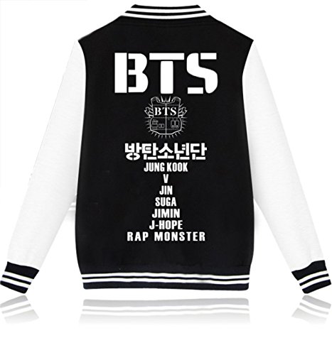 SERAPHY Unisex Sudadera Ropa Chaqueta de Beisbol para Army Suga Jin Jimin Jung Kook J-Hope Rap-Monster V Negro XXS