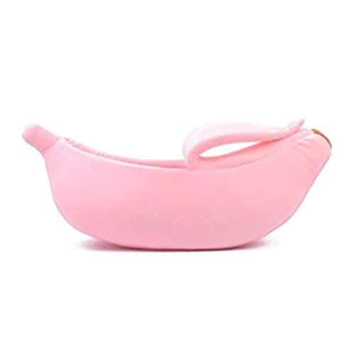 SHPEHP Cama para Gatos Cama de Felpa Suave y cálida para Gatos Cama pequeña para Mascotas Cama de Felpa con Forma de plátano Cachorros de Perros Suaves y cálidos Cama para Gatos Nido-Pink-S