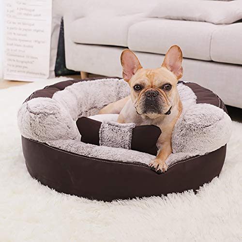 SHPEHP Cama para Mascotas, Cama para Perros con Felpa mullida, Cama para Mascotas cálida Cama para Mascotas Cuddler Donut, Perros medianos y Grandes Transpirables-Brown-S