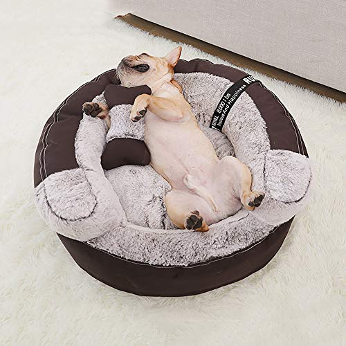 SHPEHP Cama para Mascotas, Cama para Perros con Felpa mullida, Cama para Mascotas cálida Cama para Mascotas Cuddler Donut, Perros medianos y Grandes Transpirables-Brown-S