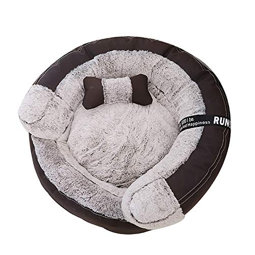 SHPEHP Cama para Mascotas, Cama para Perros con Felpa mullida, Cama para Mascotas cálida Cama para Mascotas Cuddler Donut, Perros medianos y Grandes Transpirables-Brown-S