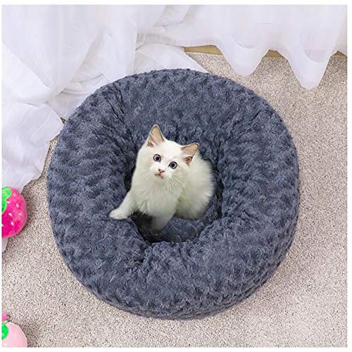 SHPEHP Cama para Perros Cama para Gatos Cama Acolchada Cama de Piel sintética Buñuelo para el Gato Alivio de Las articulaciones y Mejor sueño - Lavable a máquina, Parte Inferior Impermeable-Black-