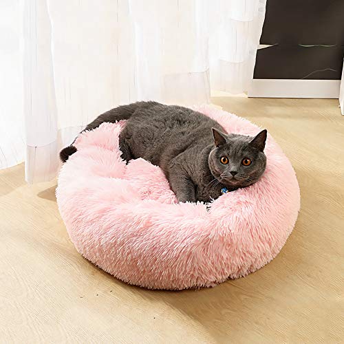 SHPEHP Cama para Perros Cama para Gatos Cama Acolchada Cama de Piel sintética Buñuelo para el Gato Alivio de Las articulaciones y Mejor sueño - Lavable a máquina, Parte Inferior Impermeable-Black-