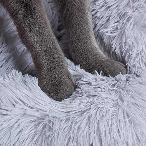 SHPEHP Cama para Perros Cama para Gatos Cojín Cama Faux Fur Donut Cuddler para Dog Cat Alivio de Las articulaciones y Mejor sueño - Lavable a máquina, Parte Inferior Impermeable S-XL