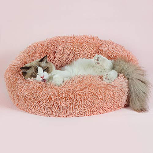 SHPEHP Cama para Perros Cama para Gatos Cojín Cama Faux Fur Donut Cuddler para Dog Cat Alivio de Las articulaciones y Mejor sueño - Lavable a máquina, Parte Inferior Impermeable S-XL