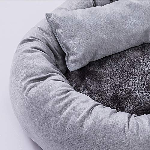 SHPEHP Sofá Cama para Mascotas, Cama para Gatos, Cama para Mascotas de Felpa, Cama Redonda para Gatos, casa para Perros, Almohada para Cachorros, casa para Perros portátil, 35/40/45/50 cm-Grey-M