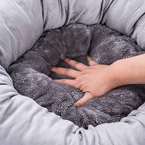 SHPEHP Sofá Cama para Mascotas, Cama para Gatos, Cama para Mascotas de Felpa, Cama Redonda para Gatos, casa para Perros, Almohada para Cachorros, casa para Perros portátil, 35/40/45/50 cm-Grey-M