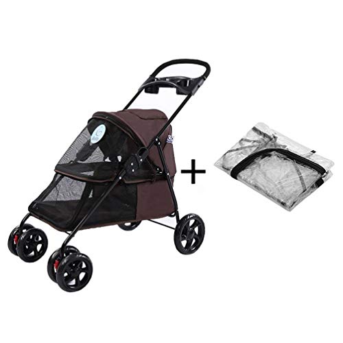 Silla Cochecito para Perro, Carrito Carro con Cubierta De Lluvia Mascota Carrito De Gato 4 Ruedas Plegable Al Aire Libre Viajar Perrito Persona Que Practica Jogging para Viaje (Color : 6)