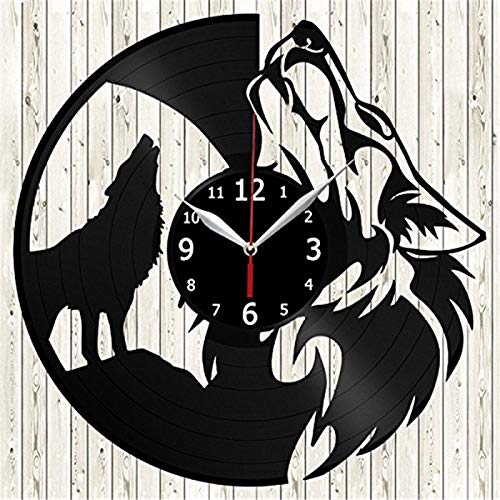 SKYTY Wilderness Wolf Called Creative 3D Disco De Vinilo Reloj De Pared Material De Vinilo Estudio De Decoración De Oficina De Estudio Hecho A Mano Clásico No Led 12 Pulgadas