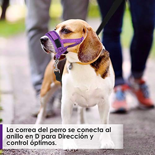 SlowTon Bozal para Perros, Lazo Ajustable, Acolchado Suave de Franela, bozales cómodos, Transpirables y Seguros de Ajuste rápido para Perros pequeños Masticar y ladrar (M, Morado)