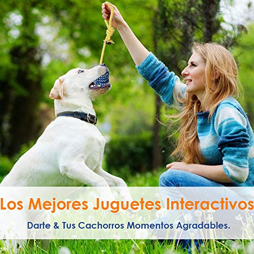 SlowTon Juguetes para Perros, Juego de 5 Juegos de Cuerdas Juego de Juguetes para la dentición del Cachorro Juguetes para Tirar y Tirar Jugar con un algodón 100% Natural Juguete