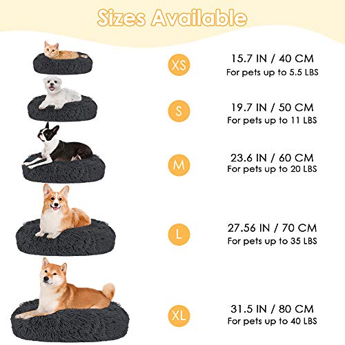 SlowTon Pet Calming Bed, Donut Cuddler Nest Cojín de Gato de Felpa Suave y cálido para Gatos con Esponja acogedora Fondo Antideslizante