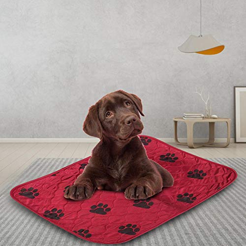 Smandy Almohadillas para Perros, Estera Impermeable para la orina Orina de la Cama Estera Reutilizable para el Entrenamiento del Perro Estera de alimentación Lavable Alfombra de Whelping(Red X)