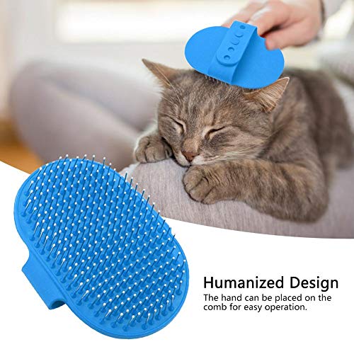 Smandy Cepillo de Silicona para Mascotas Masaje para Mascotas Baño Champú Cepillo Perros Gatos Limpieza Masaje Peine Cabeza Redonda Dientes Cepillos de Aseo para Cabello Largo y Corto(Azul)