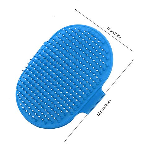 Smandy Cepillo de Silicona para Mascotas Masaje para Mascotas Baño Champú Cepillo Perros Gatos Limpieza Masaje Peine Cabeza Redonda Dientes Cepillos de Aseo para Cabello Largo y Corto(Azul)