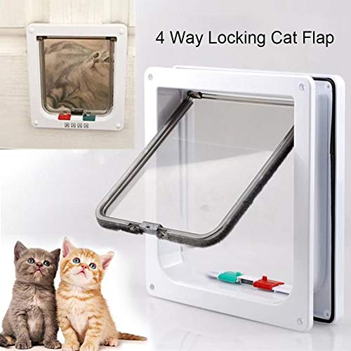 Smandy Flaps para Gatos, Puerta abatible de identificación de Microchip bloqueable de 4 vías para Cachorros de Mascotas