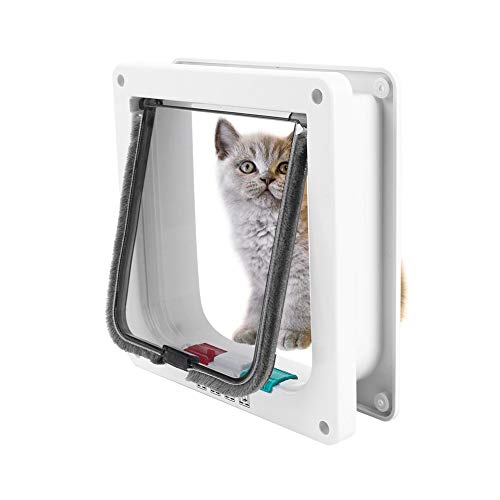 Smandy Flaps para Gatos, Puerta abatible de identificación de Microchip bloqueable de 4 vías para Cachorros de Mascotas