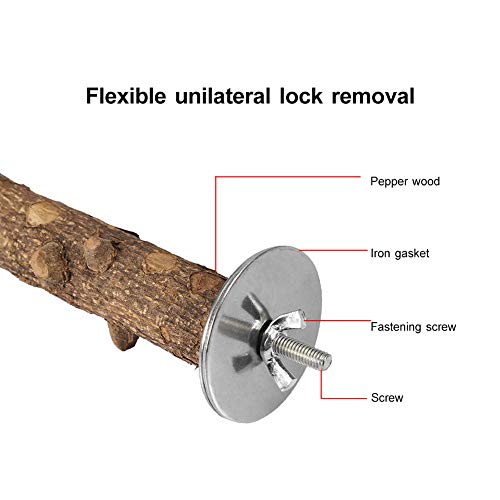 Soporte de Madera para pájaros y Loros Fresca Espinosa Madera Perca Soporte Pájaro Madera Chew Masticar Juguete Pájaro Pata Moler Percha Jaula Colgando Juguete de Entrenamiento(3×35cm)