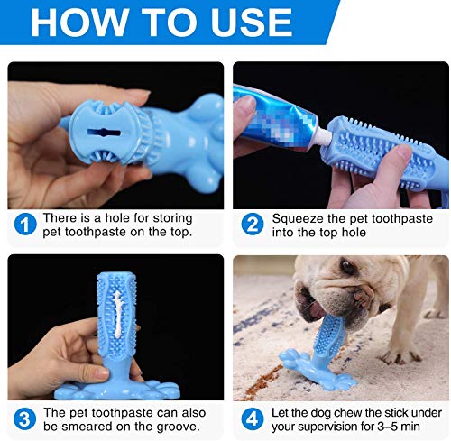 SZDPC Cepillo de Dientes para Perros, Conjunto de 2 Piezas, Juguete para Masticar,Caucho Natural no tóxico, Cuidado Dental para Perros Limpieza de Dientes (M, Azul)