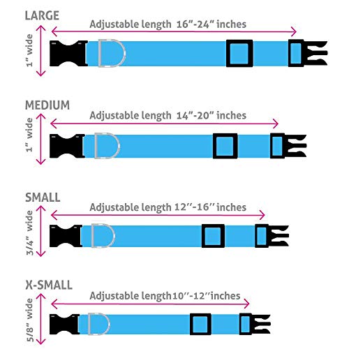 TagME Collar de Perro Reflectante Personalizado,Placa de Acero Inoxidable,Grabado con Nombre y Número de Teléfono,Deslizar en Las Etiquetas de Identificación del Perro,Azul Claro