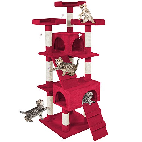 TecTake Rascador Árbol para Gatos Sisal (Burdeos | No. 400482)