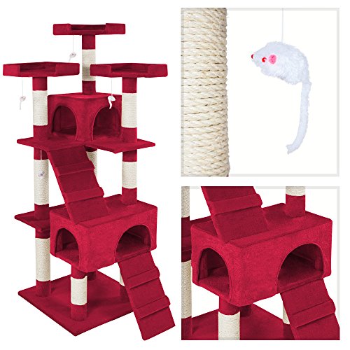 TecTake Rascador Árbol para Gatos Sisal (Burdeos | No. 400482)