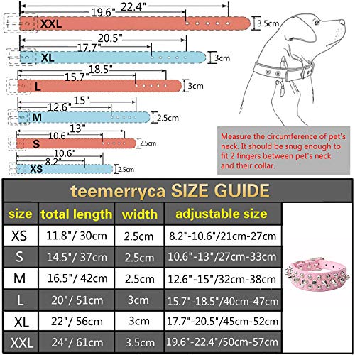 teemerryca - Collar de perro de piel sintética resistente con tachuelas