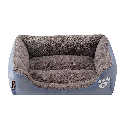 thematys Cama de Peluche para Mascotas de Tejido de Felpa Cama de Almohada Lavable y Resistente a los arañazos (S, Gris)