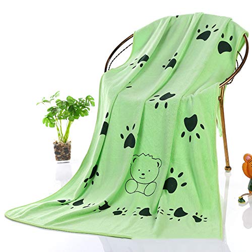 Toalla para perros, toallas de microfibra para secar para perros, toalla de baño para perros, toalla de playa, toalla absorbente adecuada para perros pequeños y medianos (verde 55x28 pulgadas)