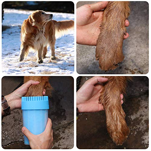 Tougo Limpiador de Huellas de Perro,Lavadora de pies de Perro,Limpiador de Patas,Taza de Limpieza para Mascotas,Limpiador de Patas para Perro Gato,Azul