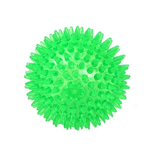 TPR Pet Dog Ball Squeak Juguetes para Perros para Golden Retriever Perros Grandes Bola claveteada Súper elástico Sonido Chew Tooth Cleaning Puppy Toy, Verde, diámetro 9c