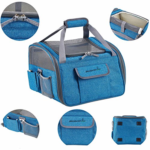 Transportin para perros Transportadora para gatos Bolso para transportar mascotas en coche, Azul Claro