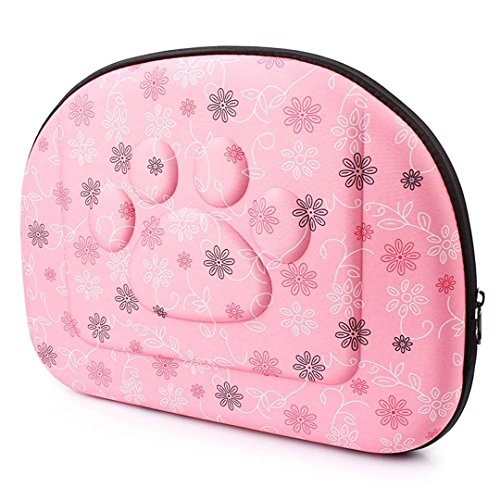 Transportin Perro/Transportin Gato, Respirable Plegable Bolsa de Viaje para Mascotas (M Espuma, Rosa)