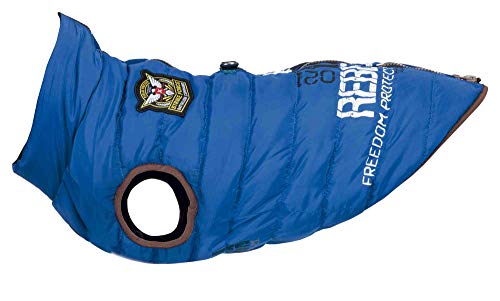 Trixie Abrigo Perro Ropa Mascotas – Chaqueta Capa Chaleco con Arnés Perro Grande Pequeño Mediano Perros Accesorios Capa Arnés Saint-Malo Talla S 40 cm Azul