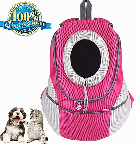 TRYSHA Perrito del gato del perro casero Aoxsen Pet Carrier bolsa mochila portátil aprobado viajes en aerolíneas de hombro del portador de malla transpirable ajustable Bolsa de frente Cabeza fuera dis