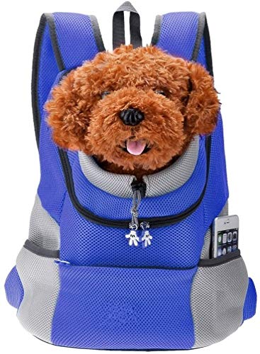 TRYSHA Perrito del gato del perro casero Aoxsen Pet Carrier bolsa mochila portátil aprobado viajes en aerolíneas de hombro del portador de malla transpirable ajustable Bolsa de frente Cabeza fuera dis