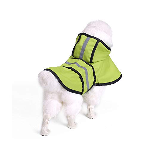 TUOTANG Chubasquero para Perros Impermeable para Mascotas Poncho de Ropa para Perros, Impermeable, Ligero, Reflectante,Verde,Small