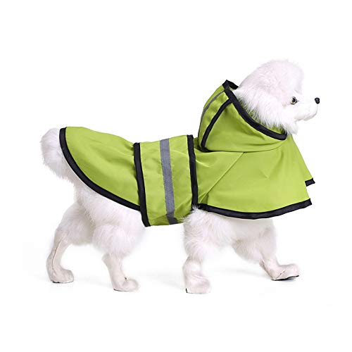 TUOTANG Chubasquero para Perros Impermeable para Mascotas Poncho de Ropa para Perros, Impermeable, Ligero, Reflectante,Verde,Small