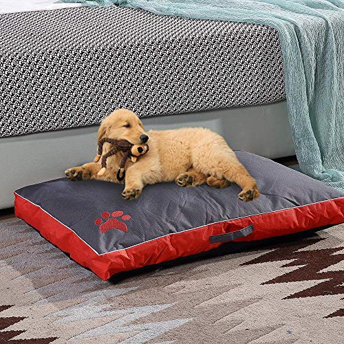 TuoTang Verano Estera Perro Desmontable y Lavable Completa Oxford Tela Impermeable Waterloo Mascota de la Perrera Golden Retriever,Rojo,M, 70X45X6CM