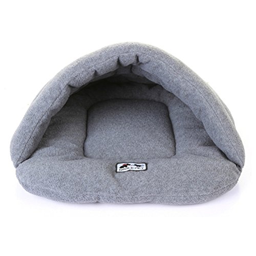 UEETEK Cueva para Perros Gatos Mascotas Cama Gato Invierno Casa Cama Perro Lavable Suave Cálido Gris Tamaño L