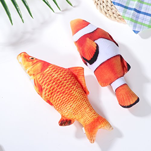 UKCOCO 3 Piezas Catnip Juguetes, Simulación Peluches Peces Interactiva Mascota Chew Bite Suministros para Gato Almohada de Pescado - Tamaño S