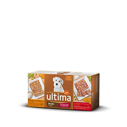 Ultima Comida Húmeda Sublime para Perros Mini Senior de 7 Años con Buey y Pollo, pack de 5