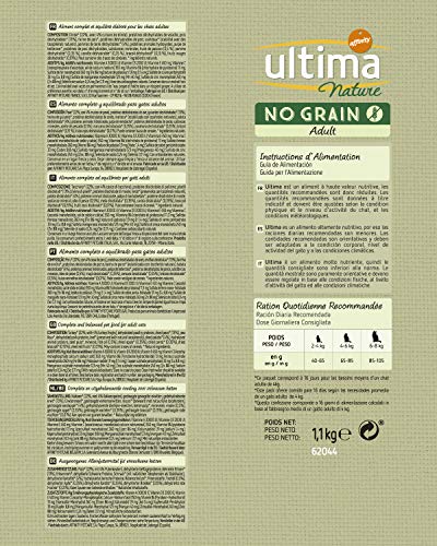 Ultima Nature No Grain Pienso para Gatos sin Cereales con Pavo, Pack de 8 x 1.1kg - Total: 8.8kg