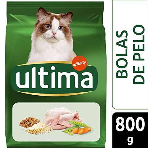 Ultima Pienso para Gatos para Prevenir Bolas de Pelo con Pavo, Pack de 5 x 800gr - Total: 2.4kg