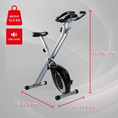 Ultrasport F-Bike Bicicleta estática de Fitness, Aparato doméstico, Plegable con Consola y sensores de Pulso en Manillar, sin Respaldo, Unisex, Negro