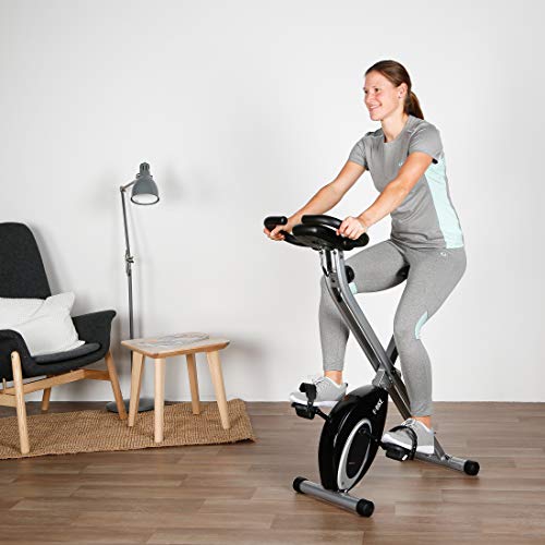 Ultrasport F-Bike Bicicleta estática de Fitness, Aparato doméstico, Plegable con Consola y sensores de Pulso en Manillar, sin Respaldo, Unisex, Negro