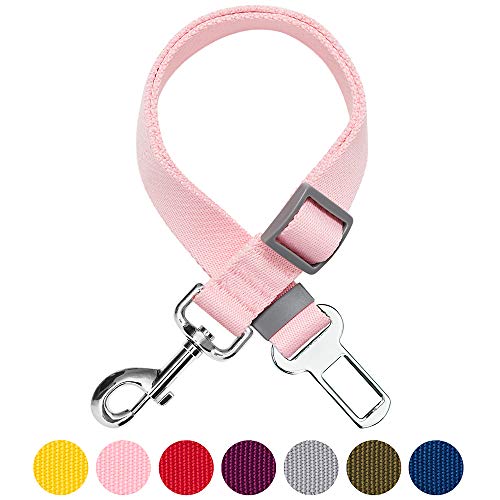 Umi. by Amazon - Classic - Cinturón de seguridad para perros ajustable, resistente y seguro; debe usarse con arnés (rosa)