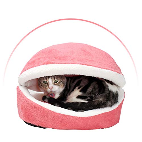 Unknow Cama Nido de Gato extraíble Hamburguesa Cama de Gatito de Felpa Corta Productos para Mascotas cálidos Cama de Gato Lavable para Mascotas Redonda Suave y cómoda Cama para Mascotas