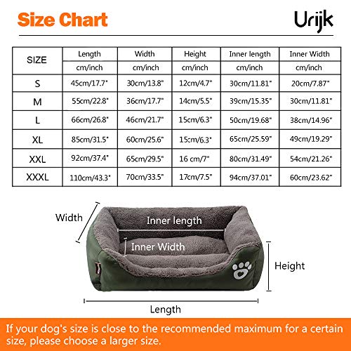 Urijk Cama para Perro o Gato, Suave, Lavable, Impermeable, Oxford, para Cachorro, pequeño, Mediano, Grande, Perro, Gato, de Lujo, cálido Forro Polar, con Base Antideslizante