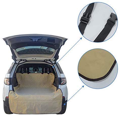 wansosuper Car Seat línea troncal Perro Cubierta con Mat Hamaca de Barrera en Pet Barco con Fondo Antideslizante esteras Plegables Impermeables Protege contra arañazos proyecciones,Caqui